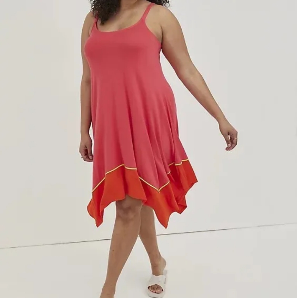 Torrid Super Soft Pink & Orange Asymmetrical Dress Women's Plus Size 3X NWT
